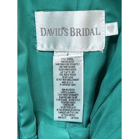 NWT Davids Bridal Womens Jade Black Flower Dress Satin Formal Wedding Size 2 - Picture 5 of 6